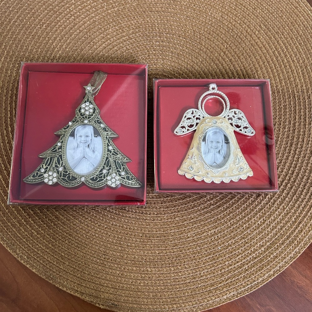 Aaron Brothers Open Face Angel Enamel Ornament  Xmas Tree rhinestone and Enamel